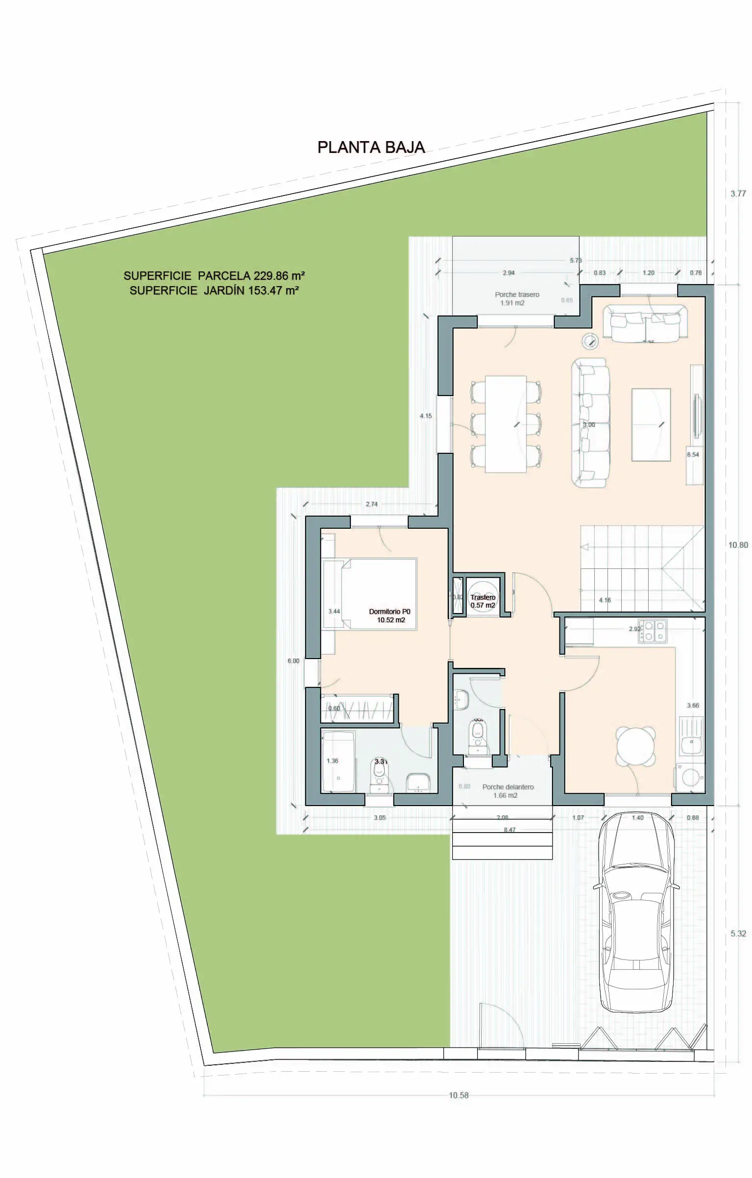 Plano planta baja vivienda L34 Verdial Maqueda