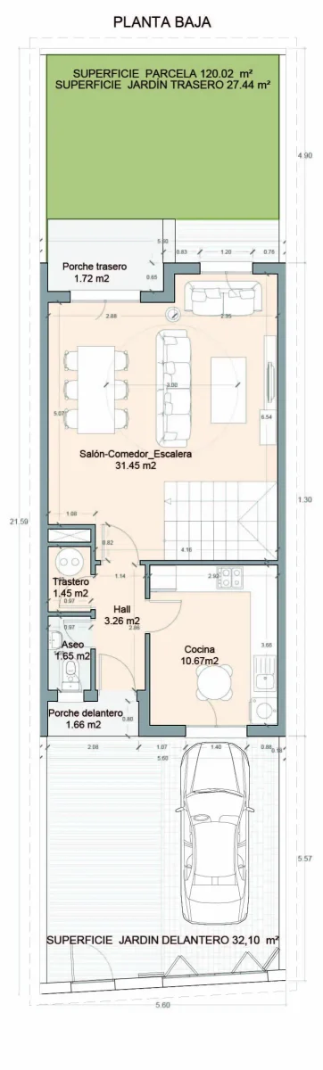 Plano planta baja Vivienda A15 Verdial Maqueda